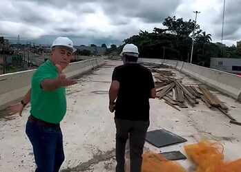 Bocalom corre pelo viaduto Mamedio Bittar e anuncia reta final da obra na capital; VÍDEO