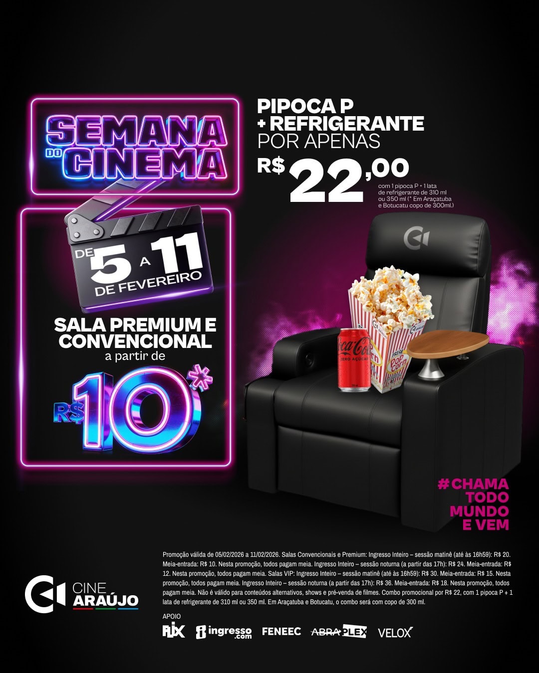 Semana do Cinema terá ingressos a partir de R$ 10 no Cine Araújo, em Rio Branco