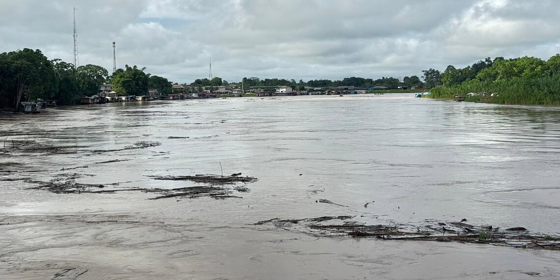 Rio Envira em Feijó (Foto: Defesa Civil)