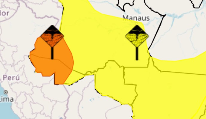 Acre entra em alerta duplo de temporais com risco de ventos acima de 100 km/h 1 Foto: Reprodução/Inmet