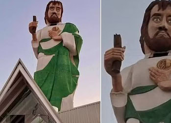 Estátua gigante de apóstolo de Jesus no México gera onda de críticas — Foto: Reprodução/X