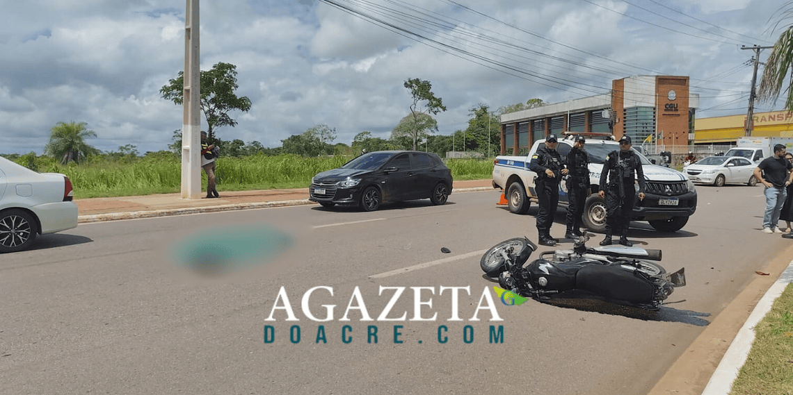 Idoso morre após colisão entre motocicleta e caminhonete na Via Chico Mendes