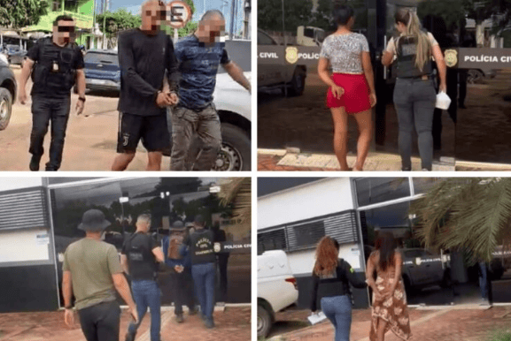 Quatro são presos por homicídio ligado a facção no Acre; uma suspeita segue foragida 1 PCAC deflagra operação e prende quatro por morte decretada por facção em Brasil. Fotos: cedidas