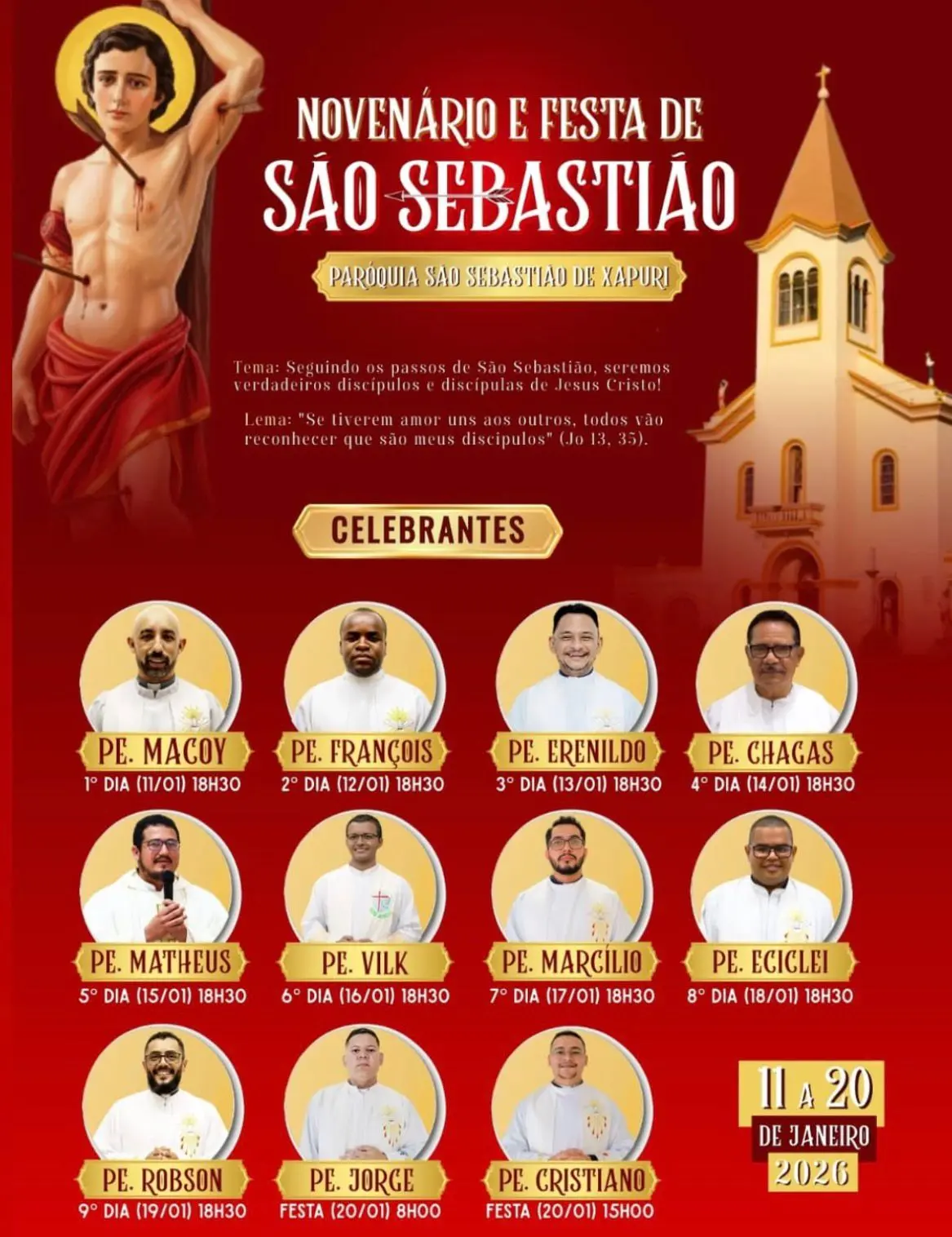 Missas, quermesses e procissão marcam festa de São Sebastião em Xapuri a partir do dia 11