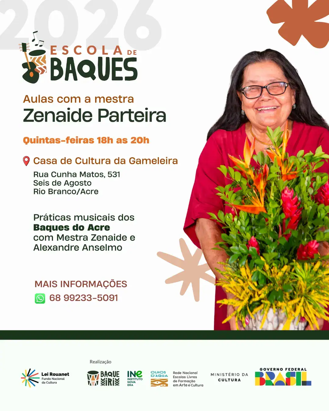 Escola de Baques oferece aulas gratuitas de percussão e cultura tradicional em Rio Branco