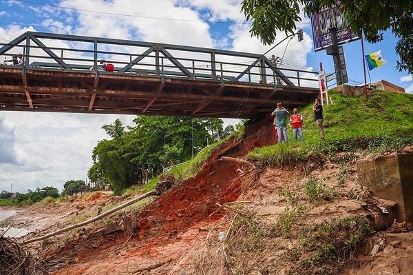 Chuvas causam desmoronamento nas cabeceiras da Ponte José Augusto e mobilizam Defesa Civil