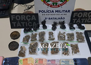 PM apreende quatro adolescentes suspeitos de tráfico de drogas no bairro Tancredo Neves, em Rio Branco