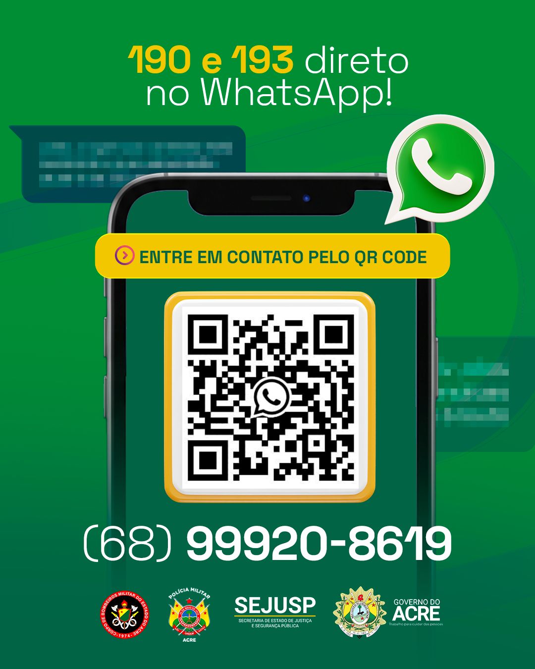 Acre passa a ter canal de emergência por WhatsApp para denúncias e ocorrências; veja número