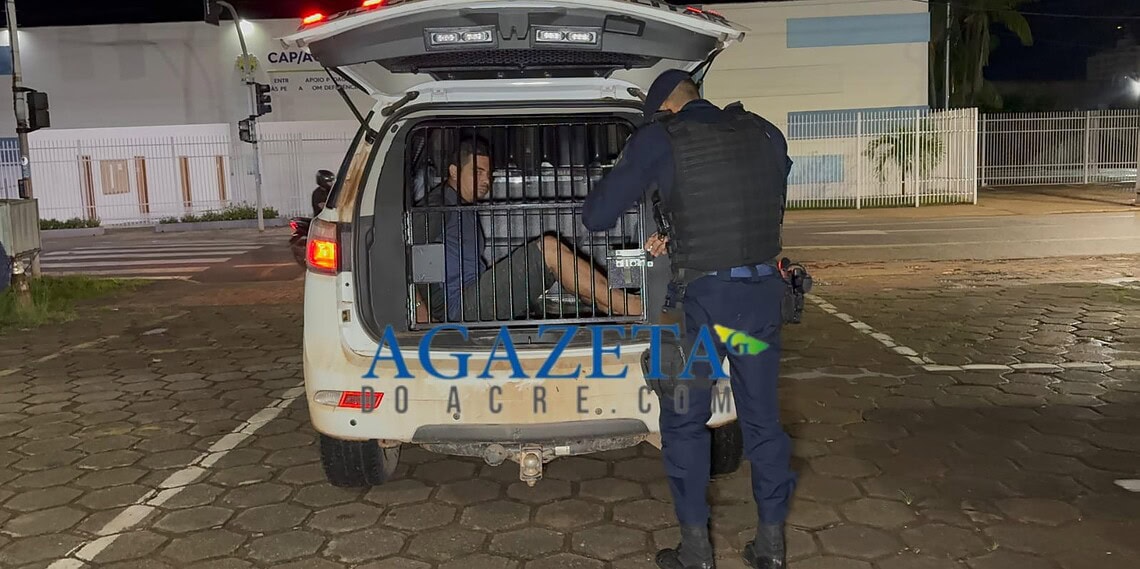 Homem é preso com escopeta, munições e faca após tentativa de fuga no bairro Taquari, em Rio Branco