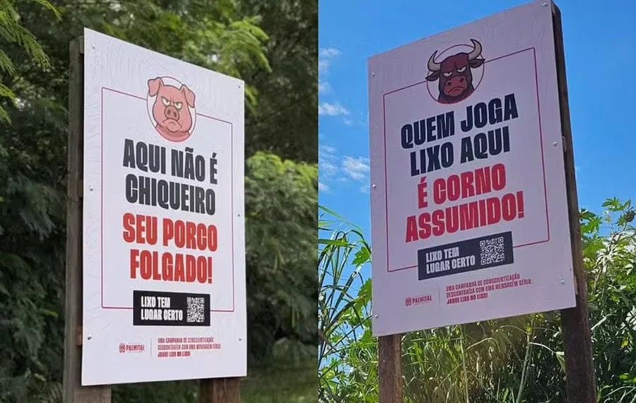 Prefeitura chama de “corno” quem joga lixo na rua 1 Divulgação/Prefeitura de Palmital