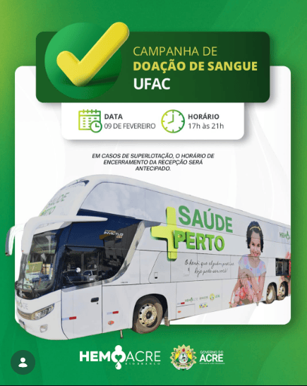 Campanha de doação de sangue na Ufac começa segunda e segue até quarta em Rio Branco