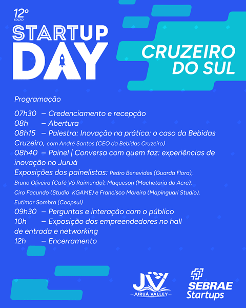 Startup Day 2026 acontecerá em 21 de março em três municípios do Acre