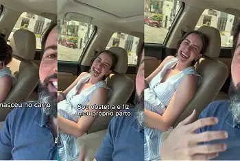 Bebê nasceu antes de a família chegar ao hospital  • Reprodução/Redes sociais