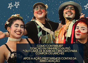 Espetáculo infantil “Cadê a Banda?” mistura teatro de rua, música e palhaçaria em apresentação beneficente