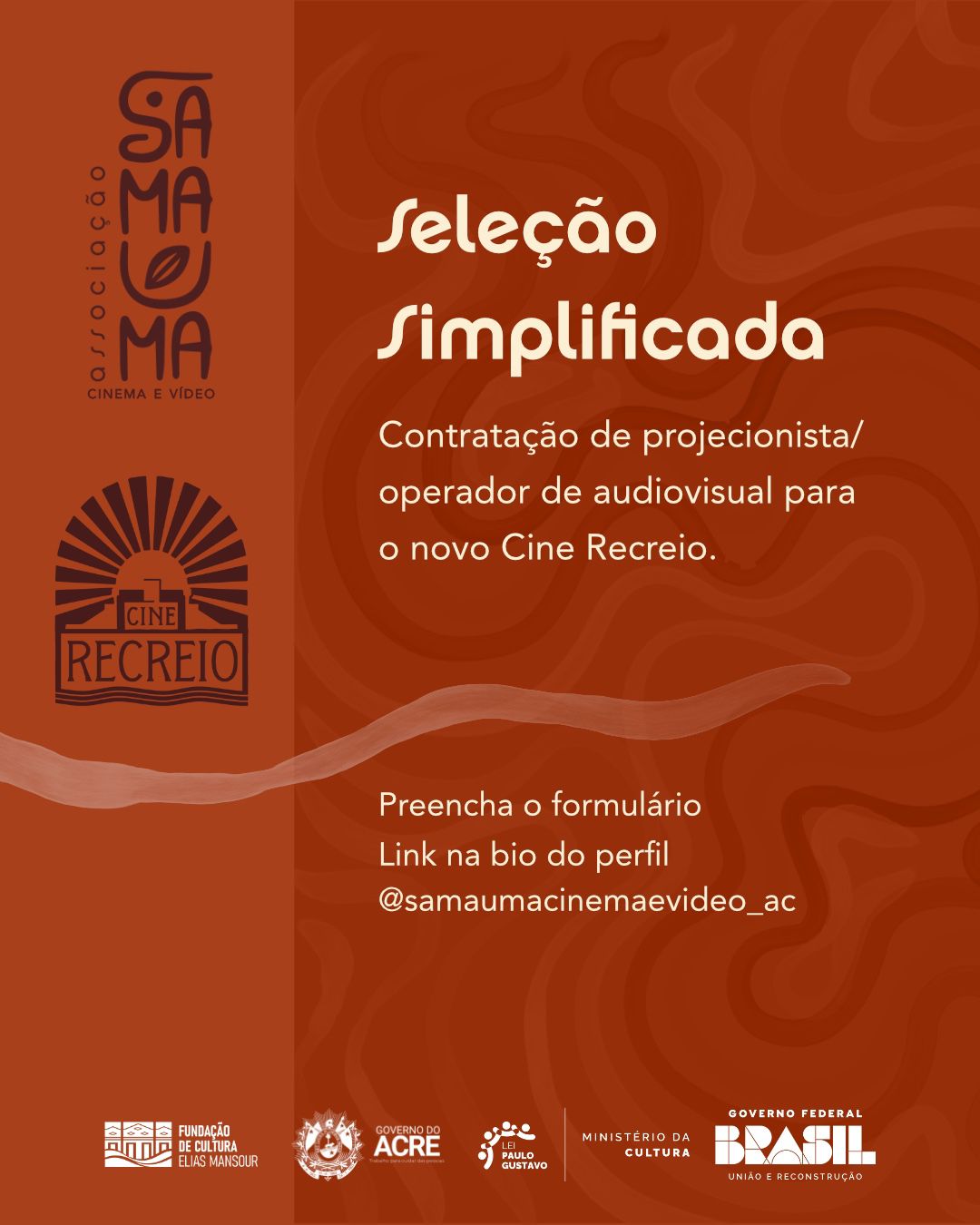 Cine Recreio abre processo seletivo em Rio Branco com inscrições até 18 de março; veja como participar