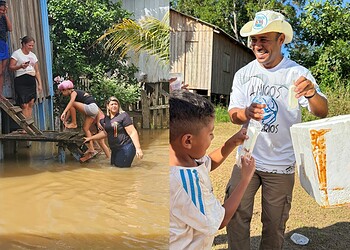No Dia da Felicidade: ativistas sociais em Rio Branco mostram que uma vida feliz depende de dignidade e comida na mesa 2 MIchelle e Derineudo (Foto: Cedida)