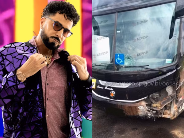Cantor Latino e equipe sofrem acidente de ônibus na rodovia SP-310 no interior de SP
