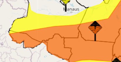 Inmet renova alertas de chuvas intensas e ventos de até 100 km/h no Acre