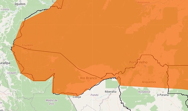 Acre entra em alerta de perigo para chuvas intensas com ventos de até 100 km/h, diz Inmet