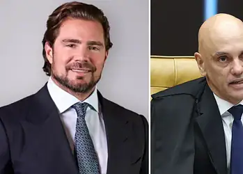 O empresário Daniel Vorcaro (esq.) e o ministro Alexandre de Moraes (dir.) tiveram troca de mensagens no mesmo dia da prisão do empresário  • Reprodução e Luiz Silveira/STF