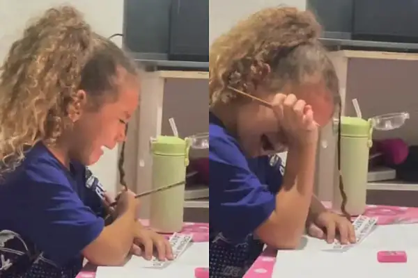 Menina chora durante tarefa de casa por causa do próprio nome; veja vídeo